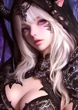 Fantasy Woman with Horns and Armor