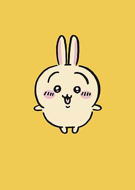 Cute Cartoon Rabbit on Yellow Background