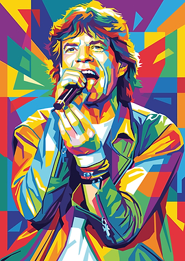 Mick Jagger Colorful Pop Art Portrait