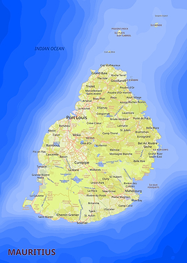 Detailed Map of Mauritius Island