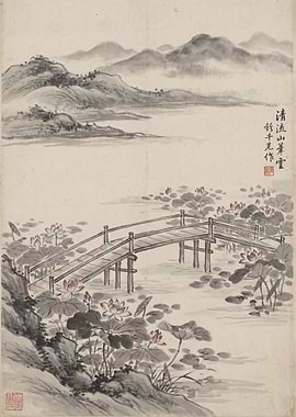 Wash Painting of Asian Landscape