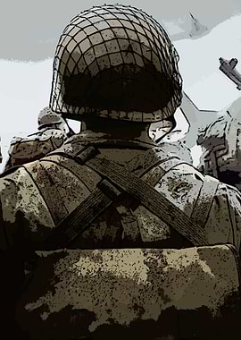 World War II Soldier Back View