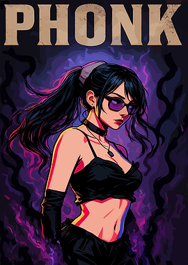 Stylish Woman with Sunglasses and 'PHONK'