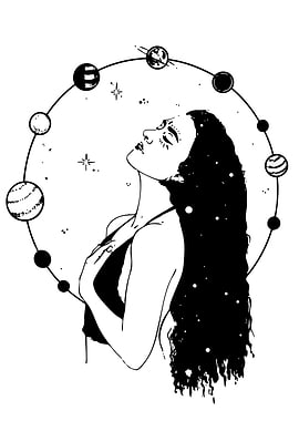 Celestial Woman with Planets and Stars