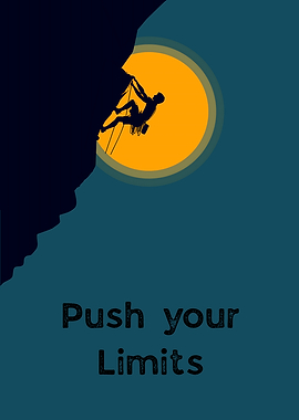 Rock Climbing Silhouette with Motivational Text