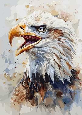 Watercolor Eagle Portrait