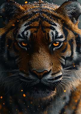 Tiger Portrait with Golden Eyes