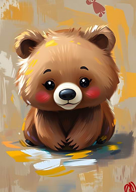 Cute Brown Bear Cub Illustration