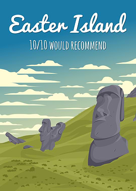 Easter Island Moai Travel Poster
