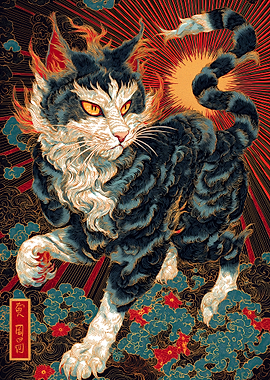 Japanese Style Cat Art