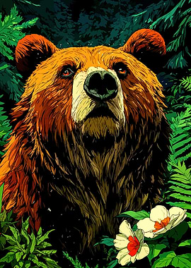 Bear in Forest Illustration