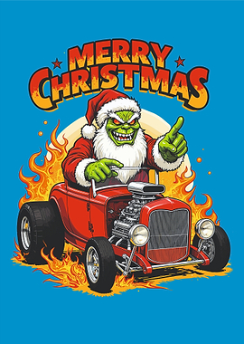 Grinch Santa in Hot Rod