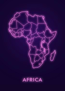 Neon Africa Map