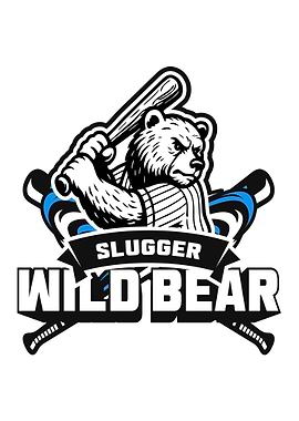 Wild Bear Slugger Baseball Team Logo