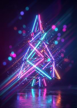 Neon Christmas Tree Abstract