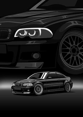Black BMW E46 Illustration