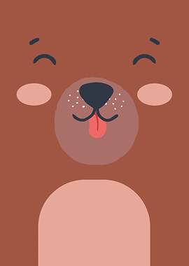 Cute Cartoon Bear Face Illustration