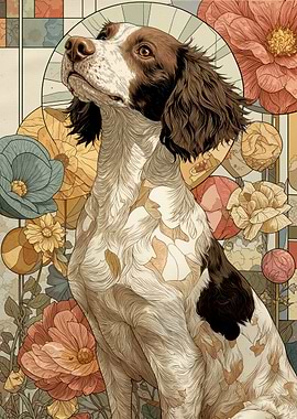 Springer Spaniel Floral