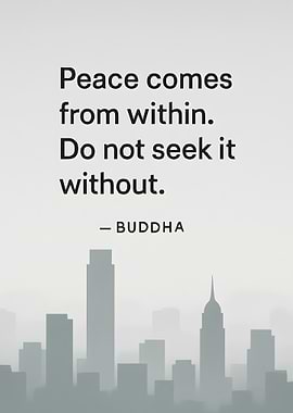Peace Within Buddha Quote Cityscape