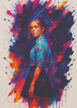 Colorful Portrait of a Young Woman