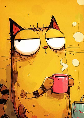 Grumpy Cat with Coffee