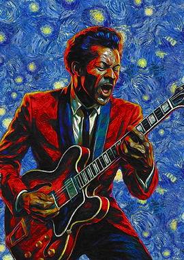 Chuck Berry Starry Night Style Portrait
