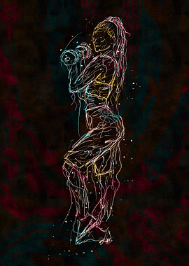 Abstract Fitness Woman with Dumbbells