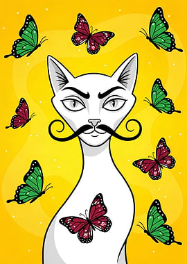 White Cat Print Salvador Dali