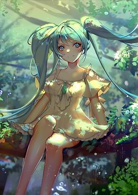 Anime Girl in Forest