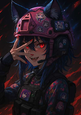Anime Girl with Tactical Gear and Ears