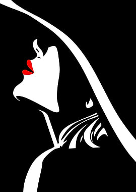 Elegant Woman in Hat Illustration