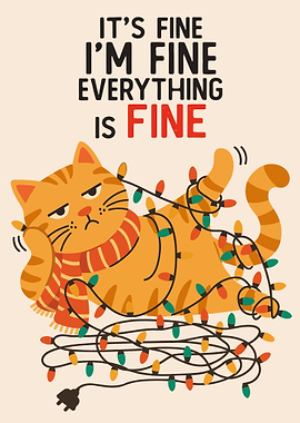 It's Fine Cat with Christmas Lights