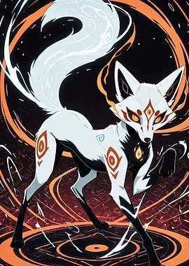 Mystical White Fox Digital Art