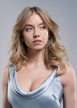 Sydney Sweeney in Blue Dress
