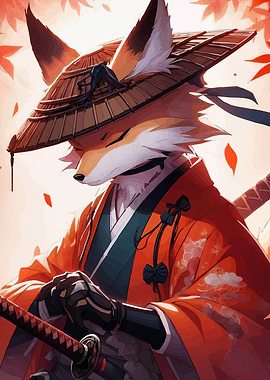 Fox Samurai Katana and Hat
