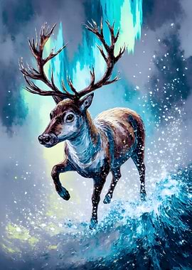 Majestic Deer in Winter Landscape