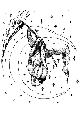 Grim Reaper on Burning Crescent Moon