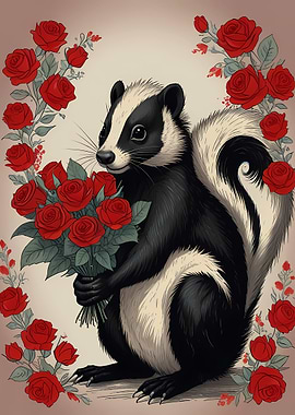 Skunk with Roses
