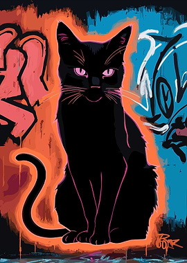 Black Cat Graffiti Street Art