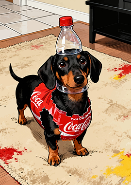 Dachshund in Coca-Cola Costume