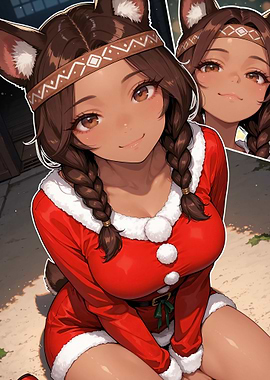 Anime Girl in Christmas Outfit