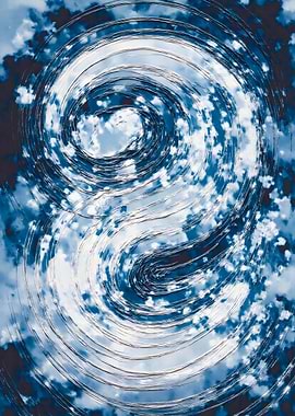 Blue and White Swirl Abstract