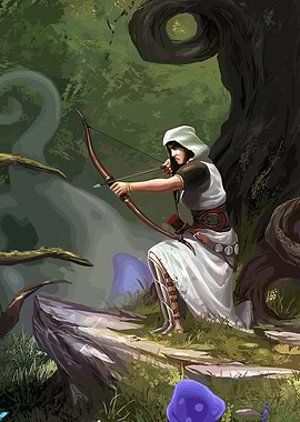 Female Archer in Forest