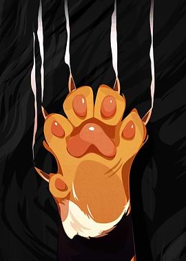 Cartoon Paw with Claws Scratching