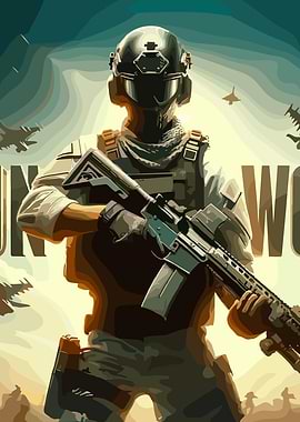 Futuristic Soldier with Assault Rifle