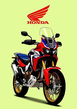 Honda Africa Twin Motorcycle Illustration