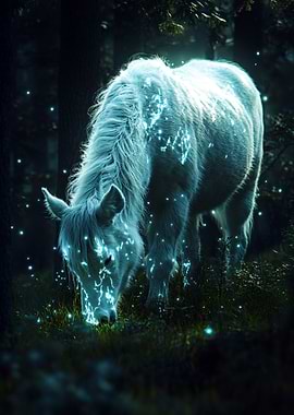 Glowing Horse in Forest