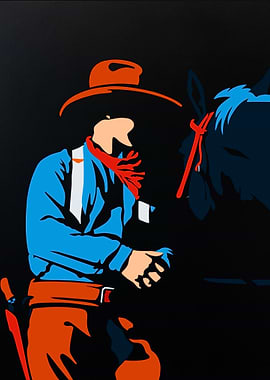 Cowboy and Horse Silhouette Illustration