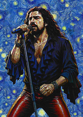 Singer in Starry Night Style