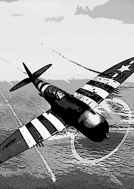 World War II Airplane Over Ocean